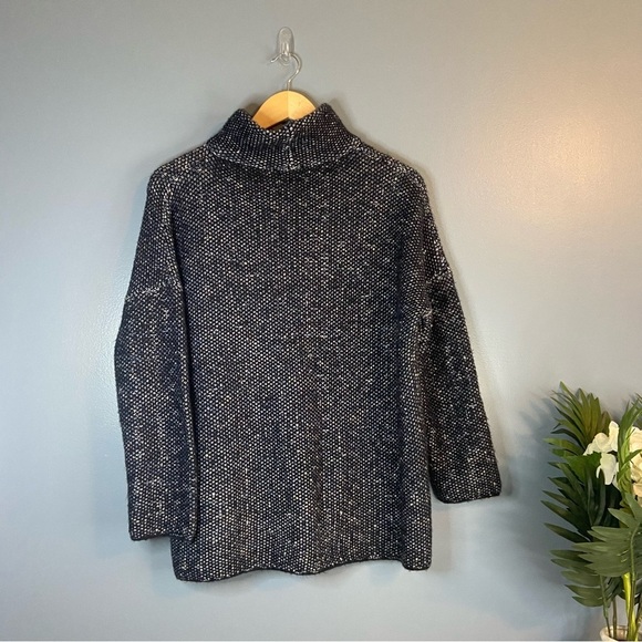 Zara Blue Knit Mock Neck Boxy Oversized Sweater - Picture 2 of 8